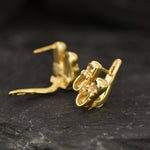 Gold Shoe Earrings, Boots Studs, Gold Plated Earrings, Ribbon Earrings, Cute Stud Earrings, Dainty Earrings, Baby Earrings, Vermeil Earrings