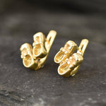 Gold Shoe Earrings, Boots Studs, Gold Plated Earrings, Ribbon Earrings, Cute Stud Earrings, Dainty Earrings, Baby Earrings, Vermeil Earrings