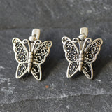 Butterfly Earrings, Artistic Earrings, Butterfly Studs, Pretty Stud Earrings, Silver Vintage Studs, Solid Silver Studs, Cute Animal Studs