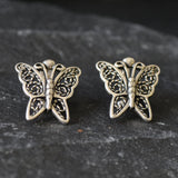 Butterfly Earrings, Artistic Earrings, Butterfly Studs, Pretty Stud Earrings, Silver Vintage Studs, Solid Silver Studs, Cute Animal Studs