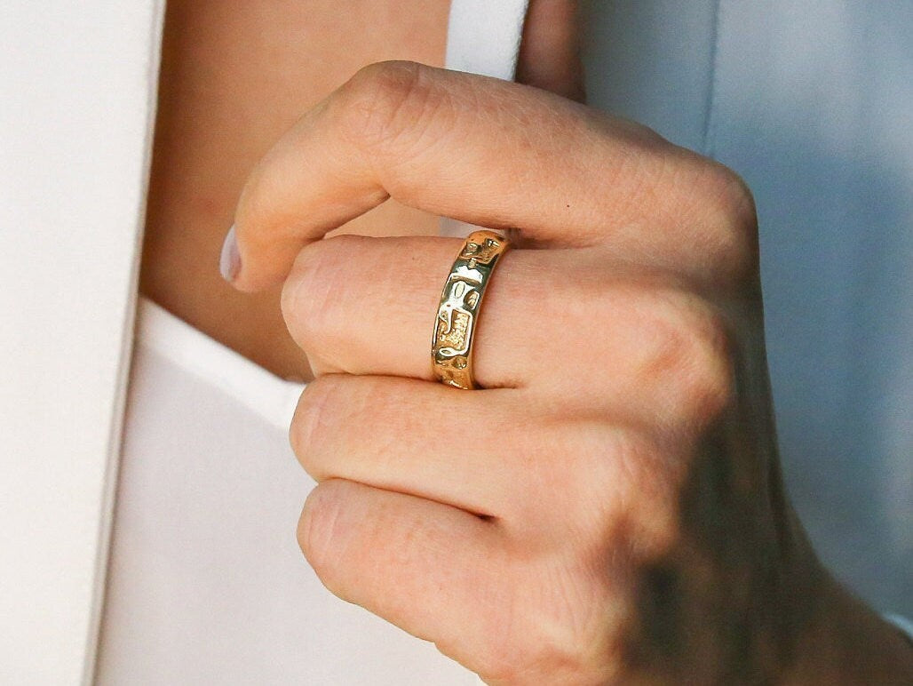 Gold Elephant Ring, Elephant Band, Gold Plated Ring, Thick Band, Animal Ring, Lucky Ring, Oriental Ring, Stackable Band, Gold Vermeil Ring