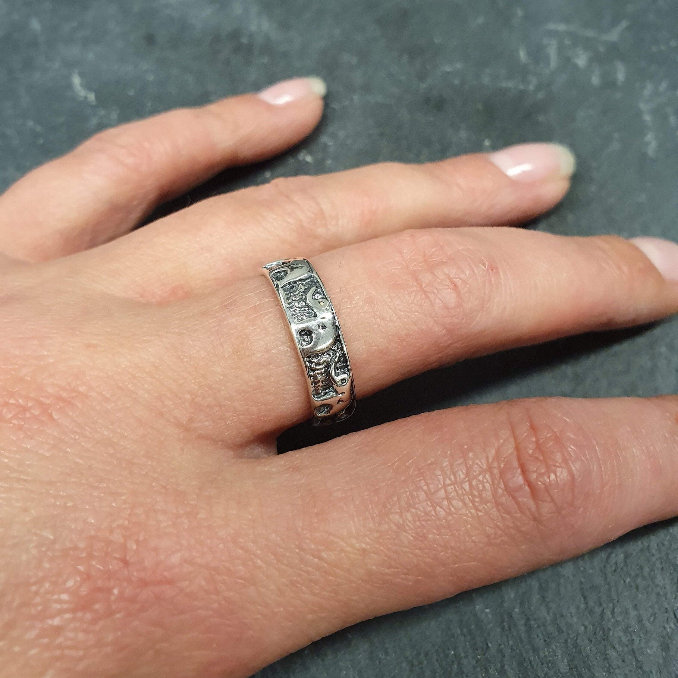 Gold Elephant Ring, Elephant Band, Gold Plated Ring, Thick Band, Animal Ring, Lucky Ring, Oriental Ring, Stackable Band, Gold Vermeil Ring(2)