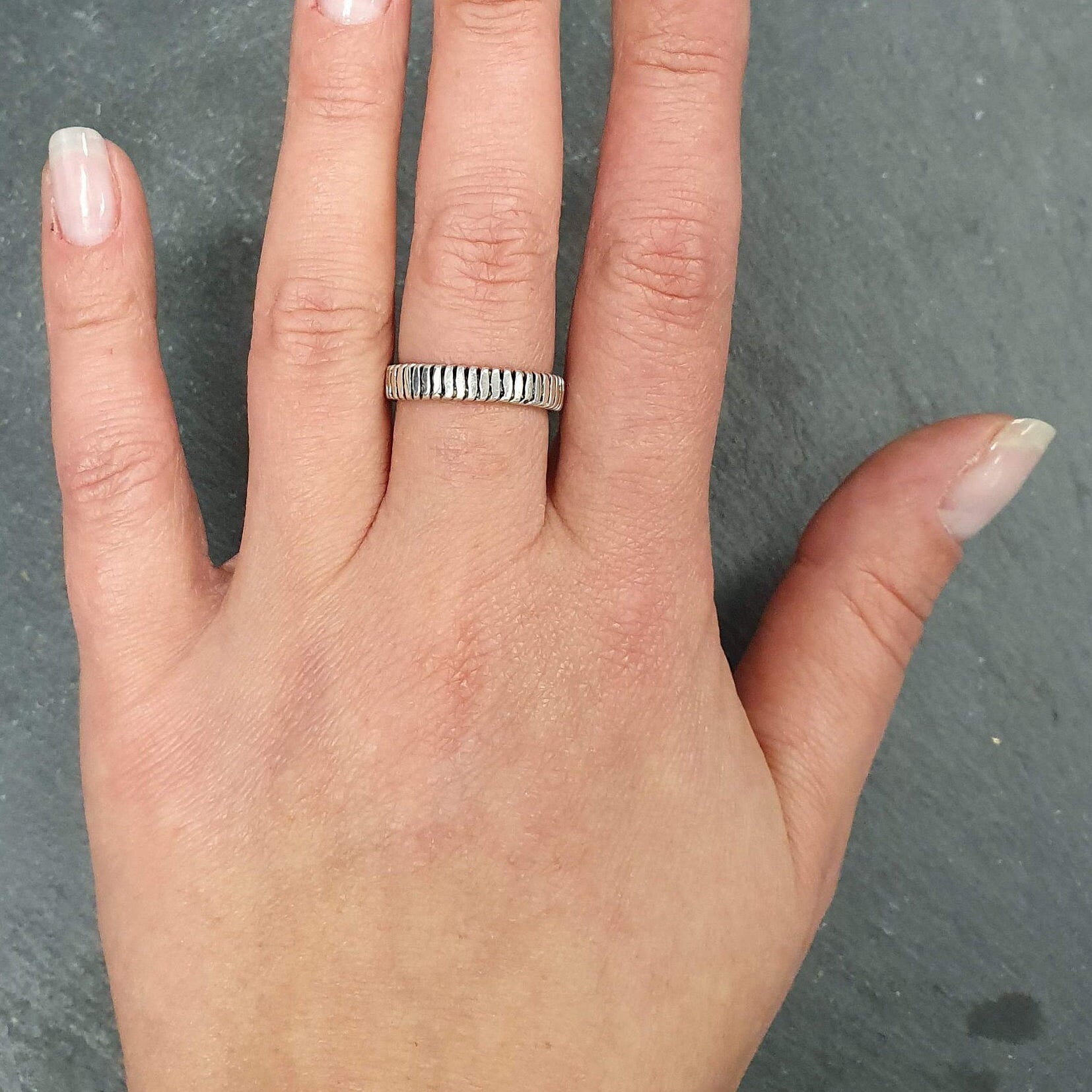 Ribbed Band, Silver Ribbed Band, Ribbed Ring, Silver Ribbed Ring, Silver Ring, Silver Band, Vintage Band, Artistic Ring, Solid Silver Ring