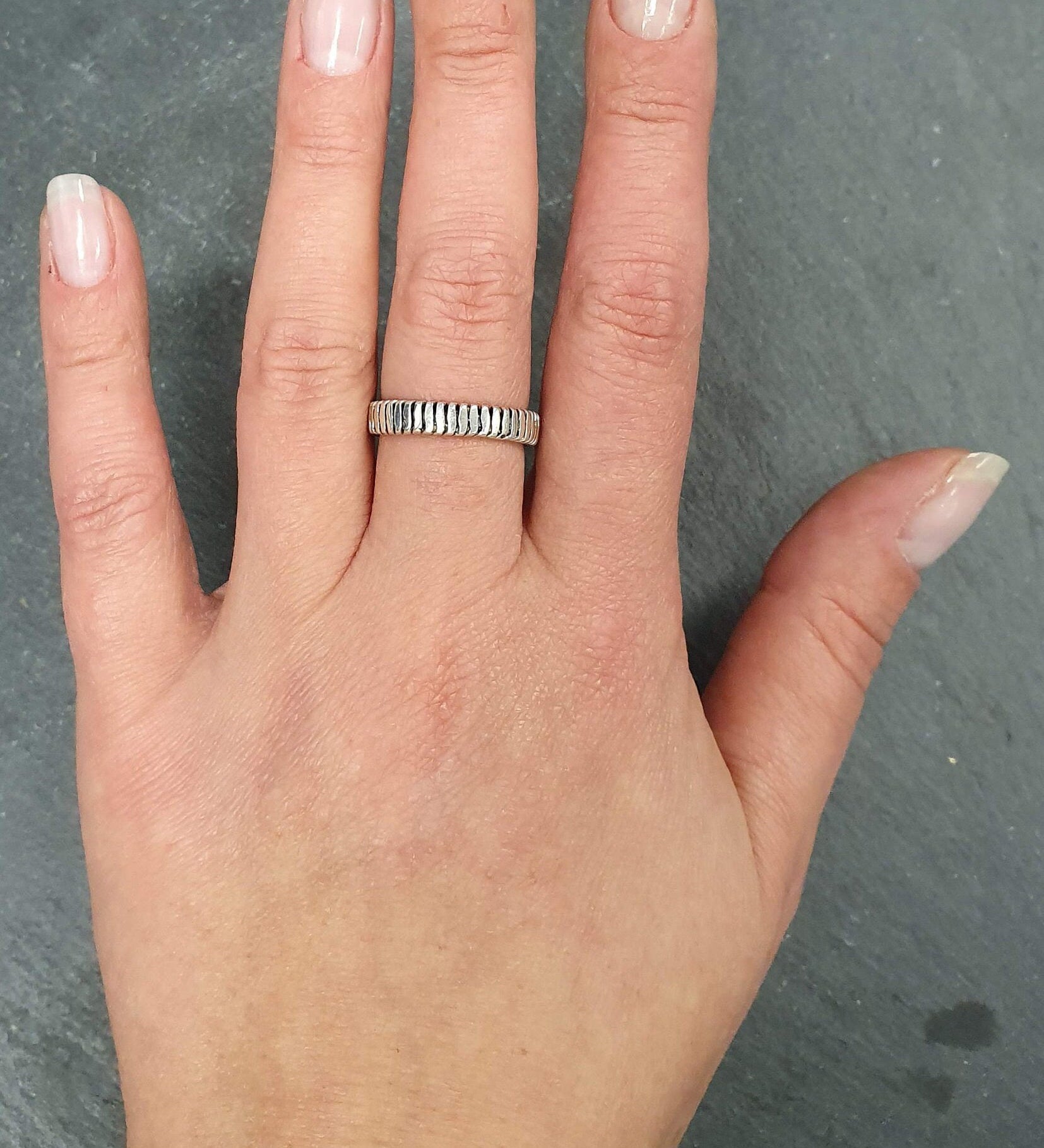 Ribbed Band, Silver Ribbed Band, Ribbed Ring, Silver Ribbed Ring, Silver Ring, Silver Band, Vintage Band, Artistic Ring, Solid Silver Ring