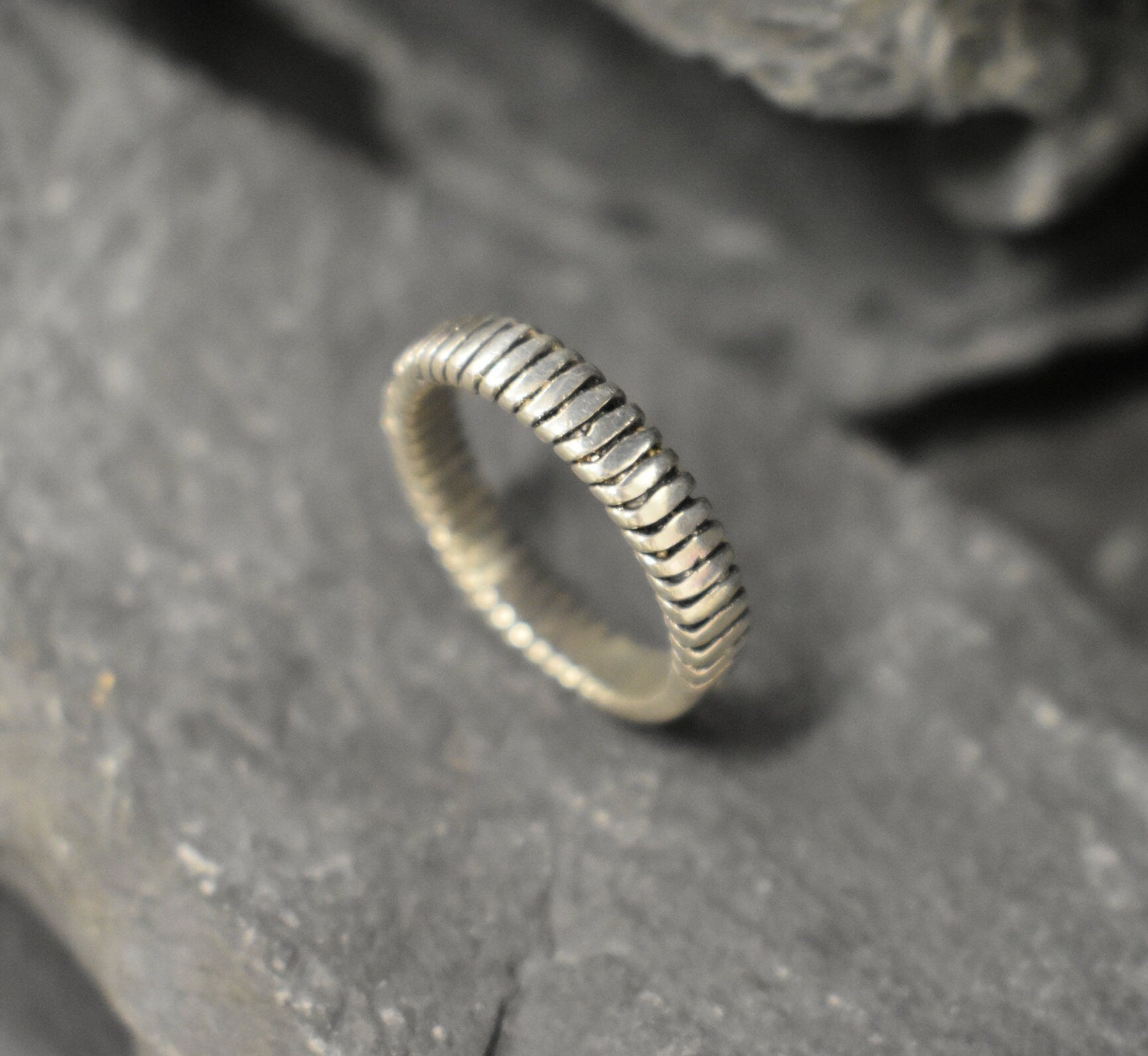 Ribbed Band, Silver Ribbed Band, Ribbed Ring, Silver Ribbed Ring, Silver Ring, Silver Band, Vintage Band, Artistic Ring, Solid Silver Ring