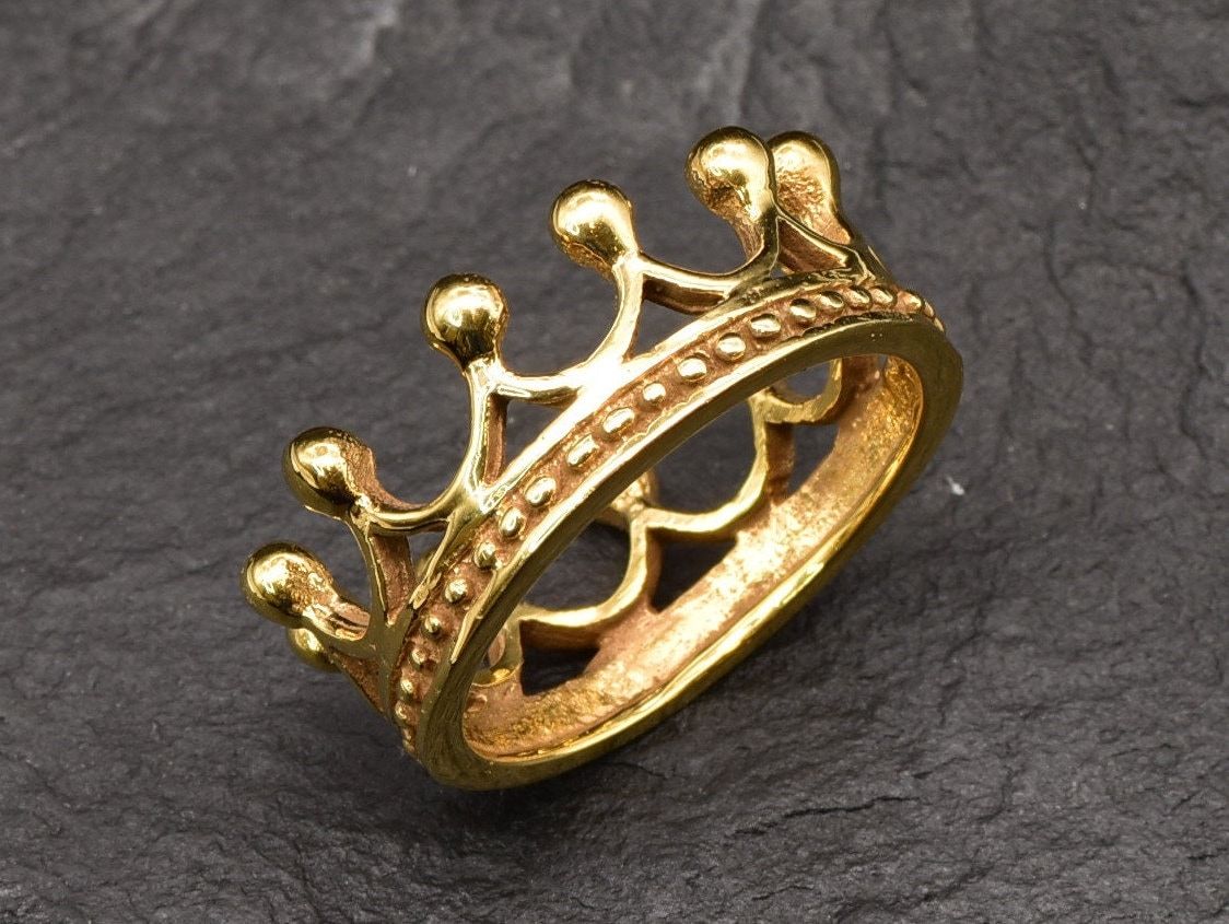 Gold Crown Ring, Gold Tiara Ring, Gold Princess Ring, Queen Ring, King Ring, Handmade Crown Ring, Crown Ring, Tiara Ring, Gold Vermeil Ring