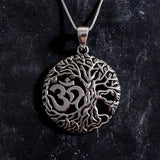 Silver Tree Pendant, Solid Silver, Om Pendant, Round Silver Pendant, Silver Pendant, Statement Pendant, Unique Pendant, Sterling Silver