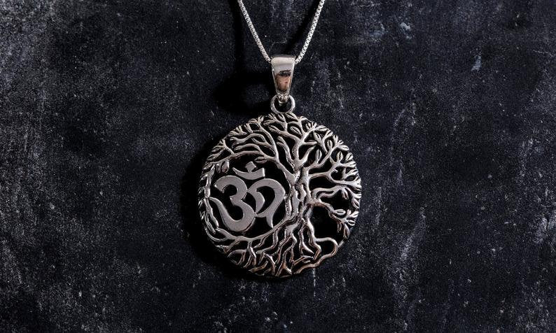 Silver Tree Pendant, Solid Silver, Om Pendant, Round Silver Pendant, Silver Pendant, Statement Pendant, Unique Pendant, Sterling Silver