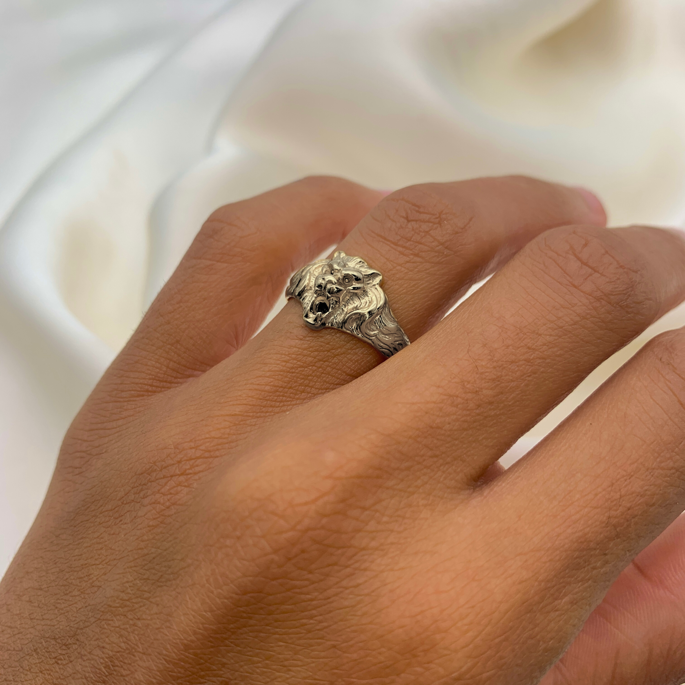 Silver Lion Ring - Lion Head Ring - Silver Animal Ring