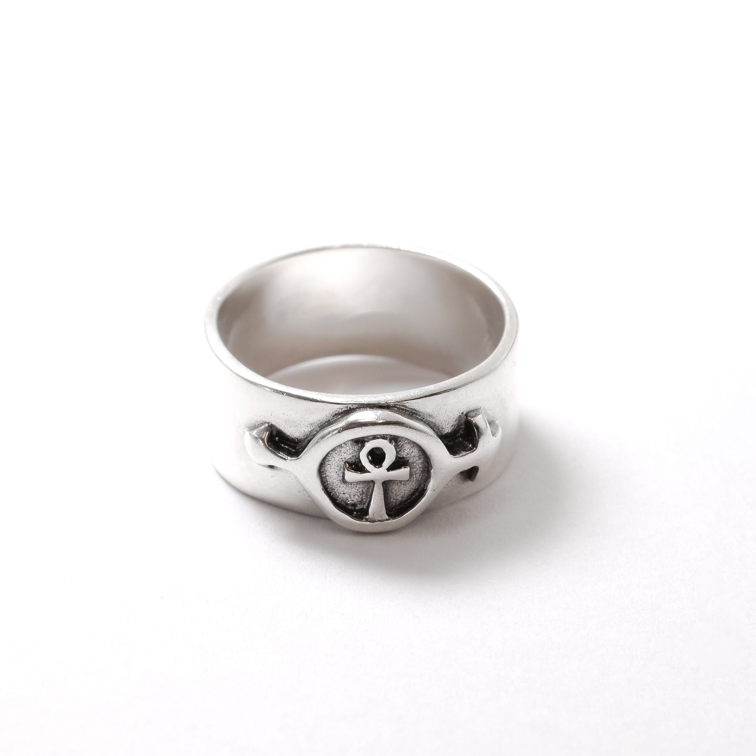 Ankh Ring, Egyptian Ring, Glyph Symbol Ring, Wide Band, Solid Silver Ring, Sturdy Ring, Thick Band, 925 Sterling Silver Ring, Key of Life