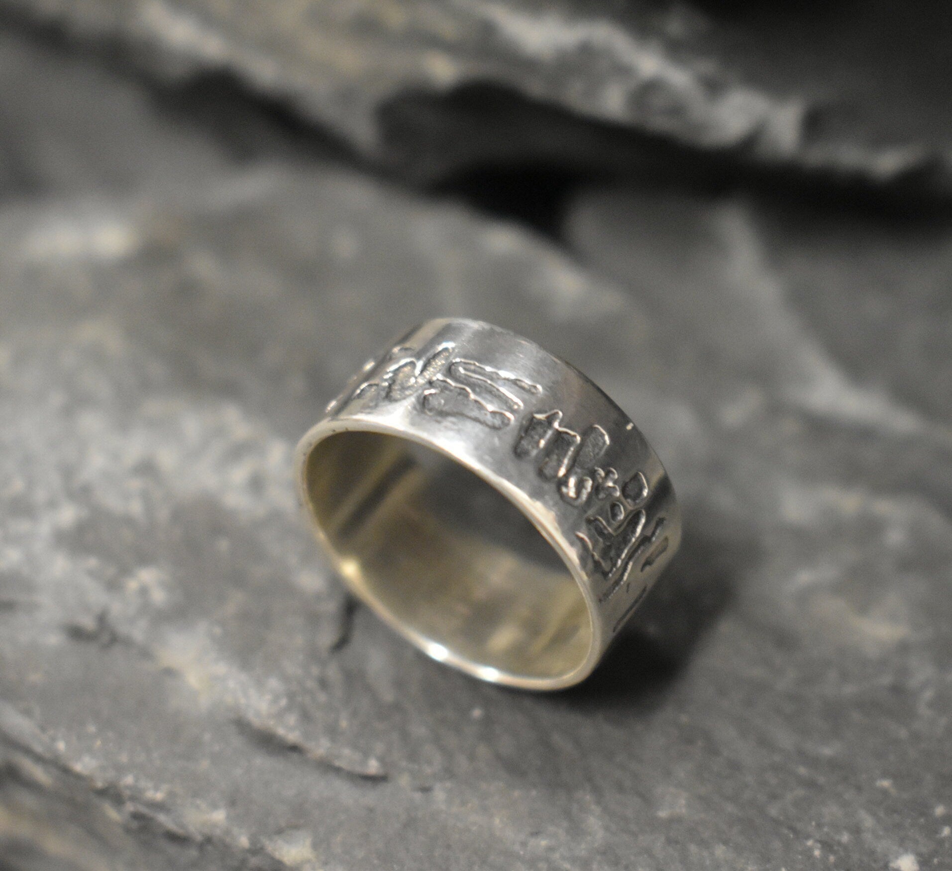 Egyptian Ring, Symbolic Ring, Statement Ring, Tribal Ring, Vintage Silver Ring, Thick Band, Egyptian Style Ring, Solid Silver Ring, Silver