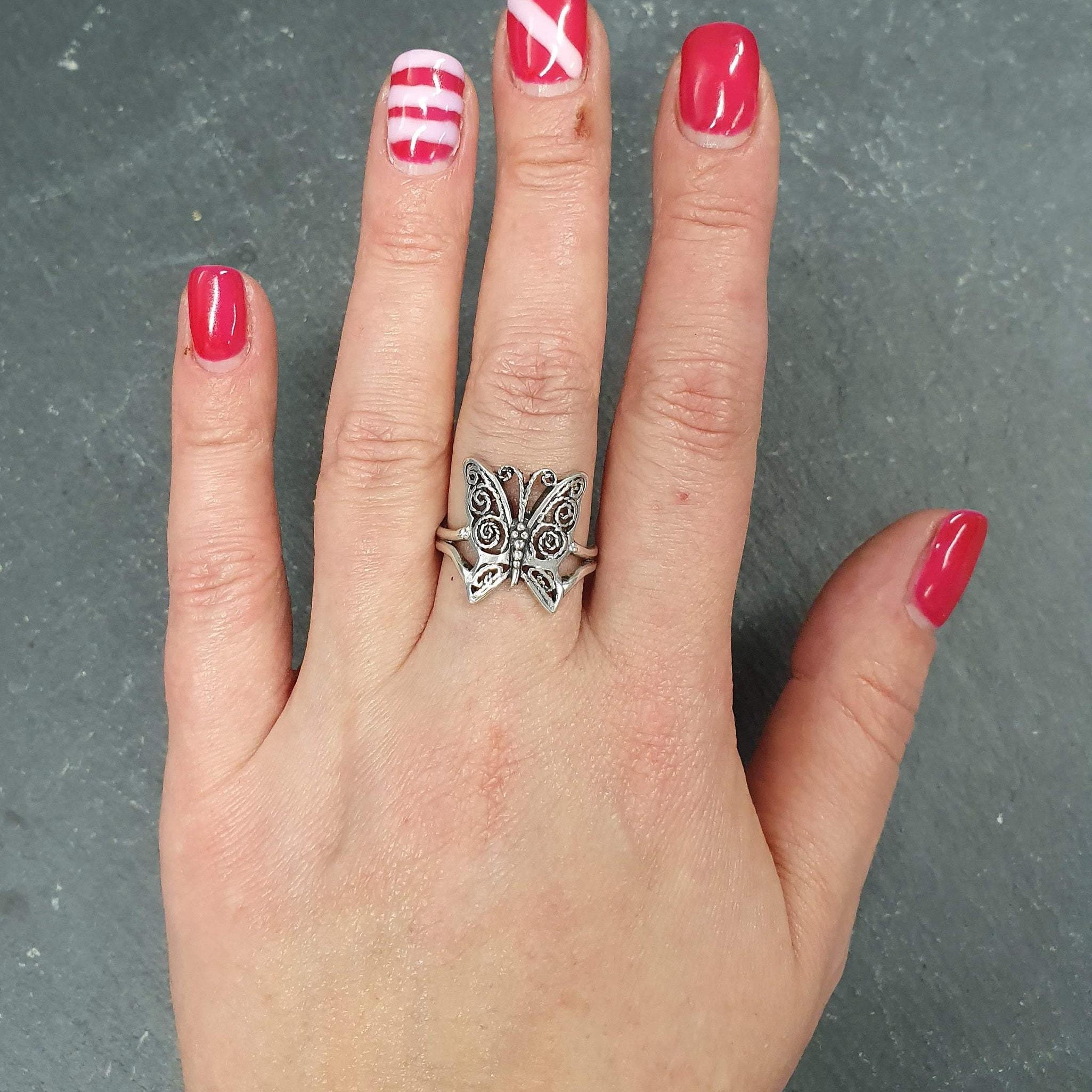 Silver Butterfly Ring, Butterfly Ring, Vintage Butterfly Ring, Small Animal Ring, Solid Silver Ring, Artisan Ring, Small Designer Ring