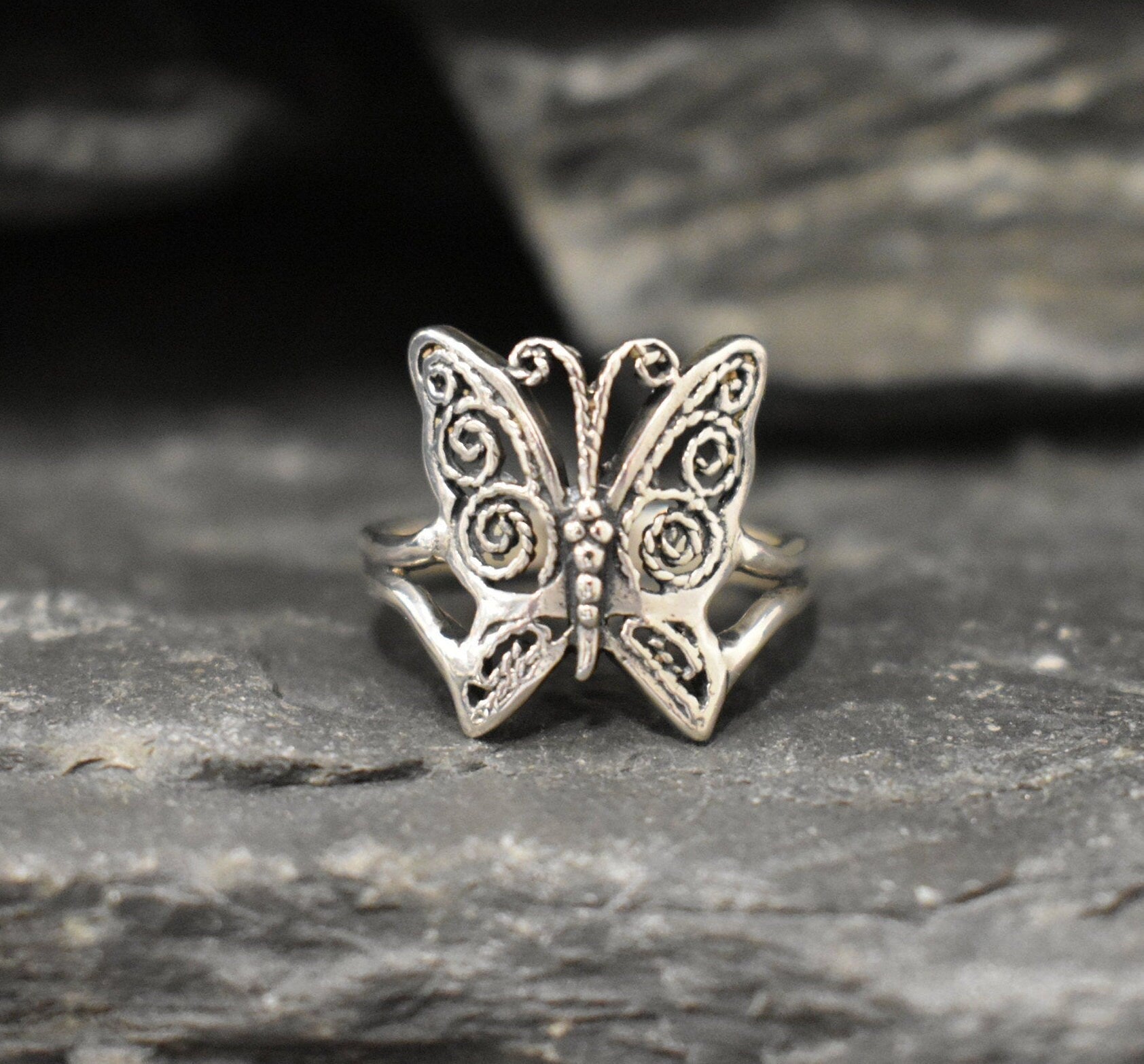 Silver Butterfly Ring, Butterfly Ring, Vintage Butterfly Ring, Small Animal Ring, Solid Silver Ring, Artisan Ring, Small Designer Ring