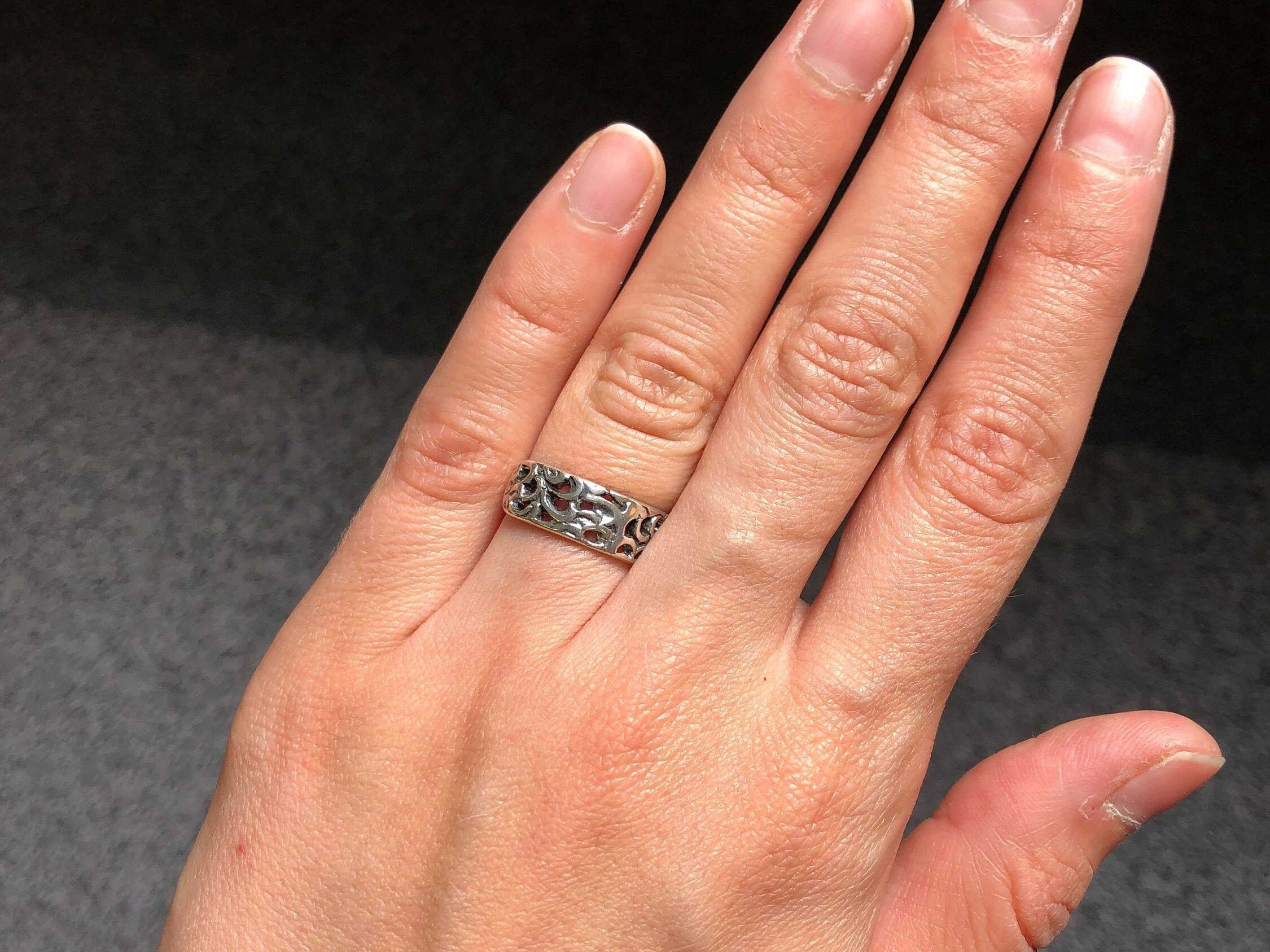 Pattern Ring, Twist Ring, Solid Silver Band, Design Ring, Everyday Ring, Vintage Ring, Twist Band, Solid Silver Ring, Wide Ring, 925 Silver