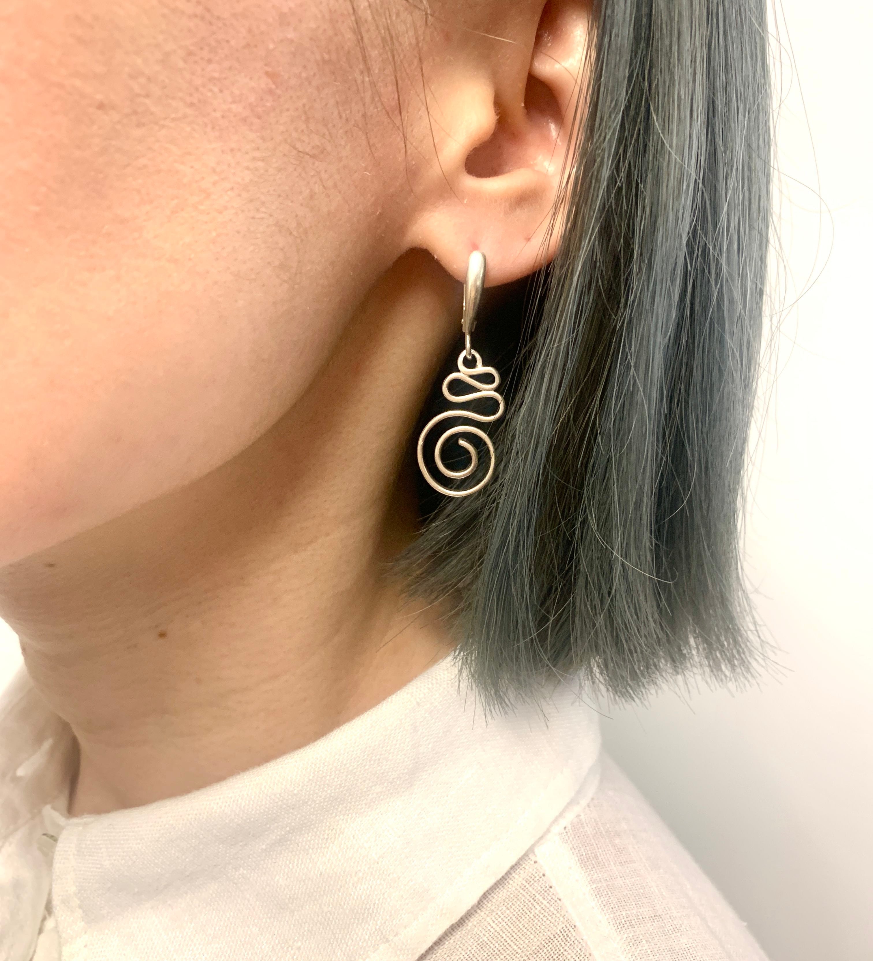 Silver Swirl Earrings, Long Dangling Earrings, Artistic Earrings, Bohemian Earrings, Statement Earrings, Maze Earrings, Silver Earrings