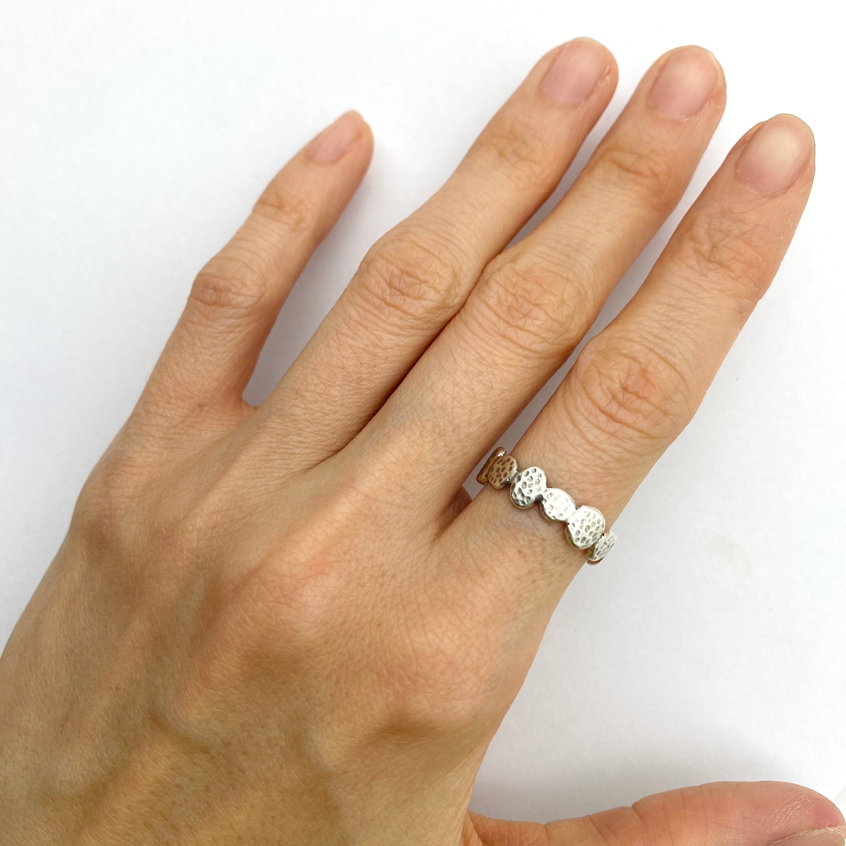 Gold Hammered Ring, Bubble Band, Wide Bubble Ring, Boho Band, Stackable Ring, Bohemian Ring, Everyday Ring, Sturdy Band, 18k Gold Vermeil(2)