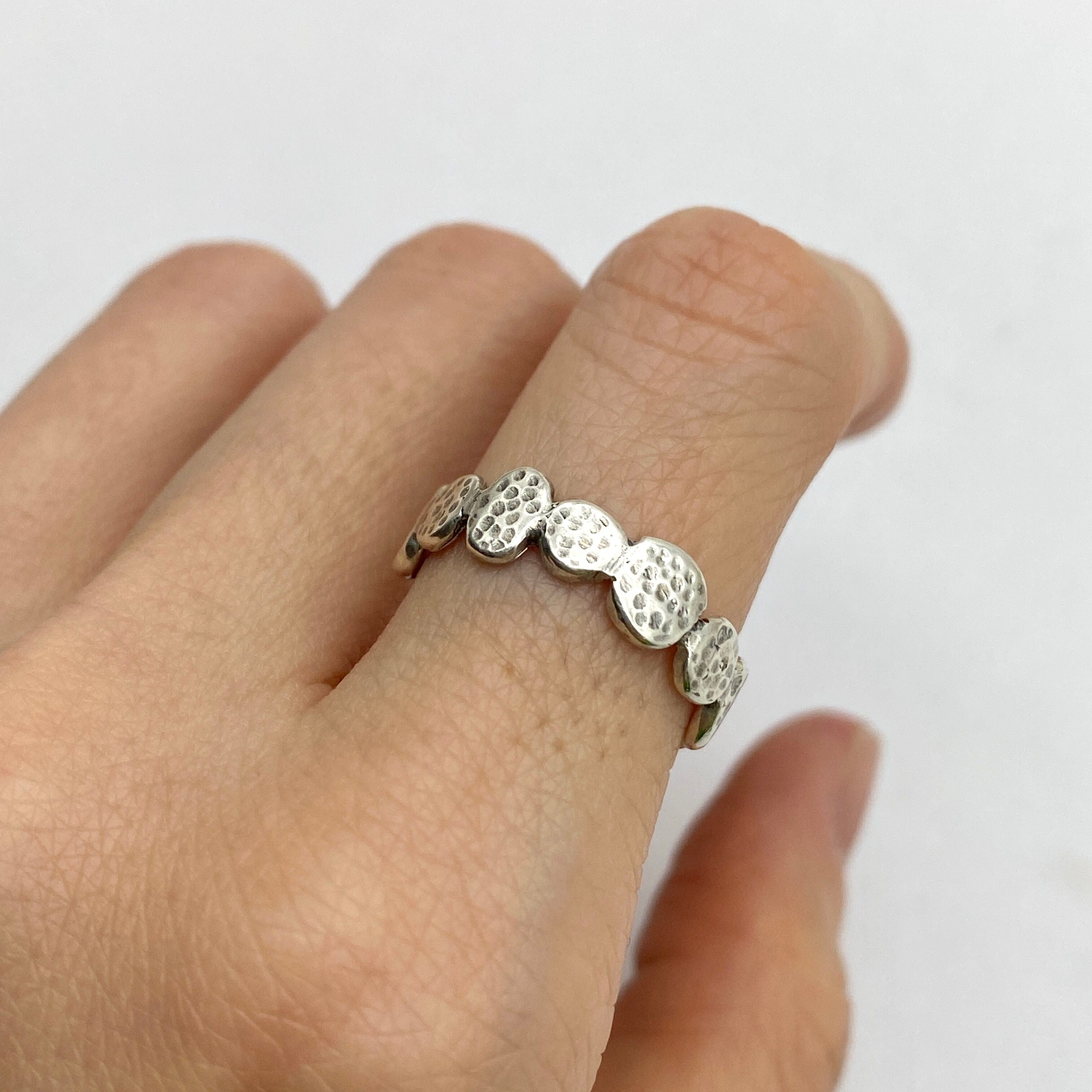 Gold Hammered Ring, Bubble Band, Wide Bubble Ring, Boho Band, Stackable Ring, Bohemian Ring, Everyday Ring, Sturdy Band, 18k Gold Vermeil(2)