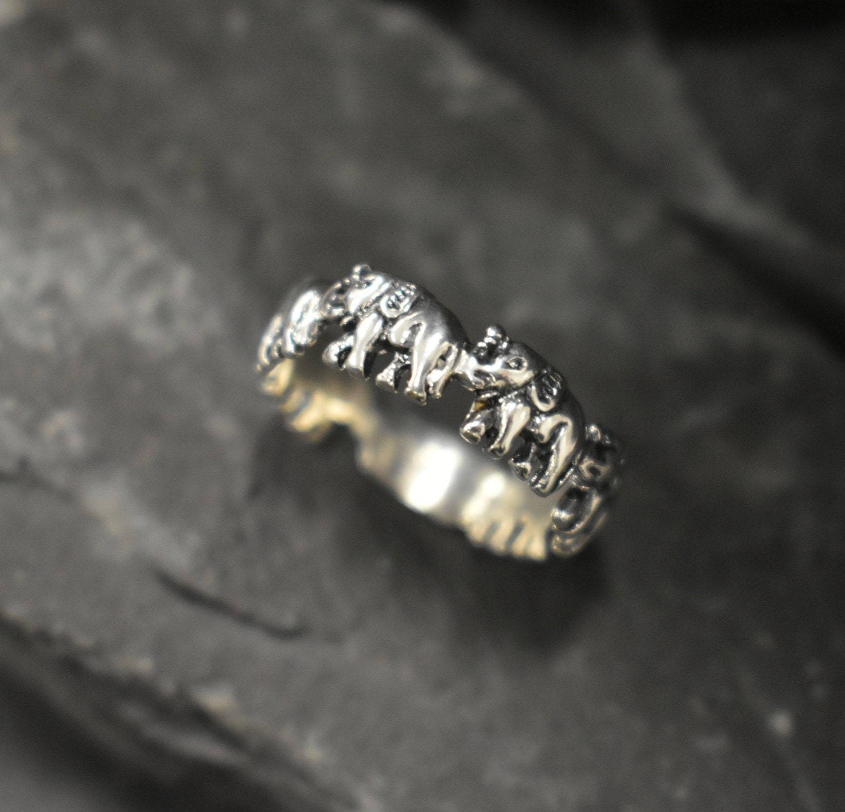 Gold Elephant Band, Elephant Ring, Gold Plated Band, Oriental Ring, Lucky Ring, Animal Ring, Gold Boho Ring, Vintage Band, Gold Vermeil Ring(2)