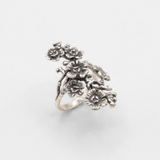 Long Flower Ring - Large Silver Flower Ring - Vintage Flower Ring
