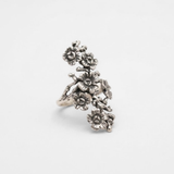 Long Flower Ring - Large Silver Flower Ring - Vintage Flower Ring