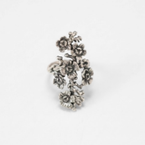 Long Flower Ring - Large Silver Flower Ring - Vintage Flower Ring
