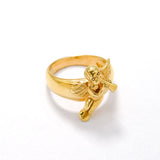 Gold Angel Ring, Angelic Ring, Cupid Ring, Saint Ring, Statement Ring, Religious Ring, Gold Vermeil Ring, Gold Plated Ring, Angel Flute Ring