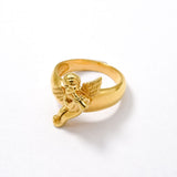Gold Angel Ring, Angelic Ring, Cupid Ring, Saint Ring, Statement Ring, Religious Ring, Gold Vermeil Ring, Gold Plated Ring, Angel Flute Ring
