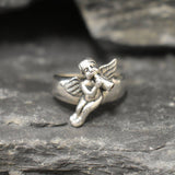 Gold Angel Ring - Gold Cupid Ring, Religious Ring