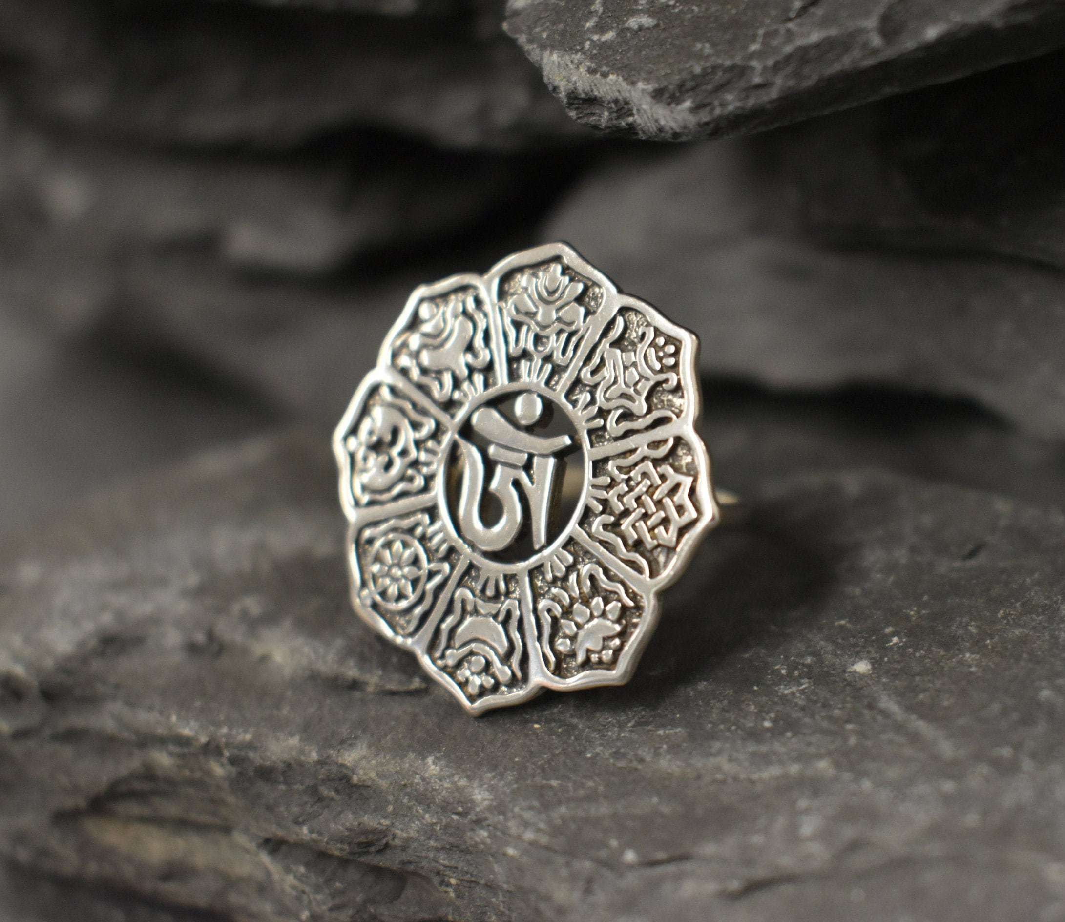 Ohm Ring, Meditation Ring, Large Flat Ring, Silver Yoga Ring, Buddhist Ring, Silver Ohm Ring, Symbolic Ring, Ohm Symbol Ring, Silver Ring