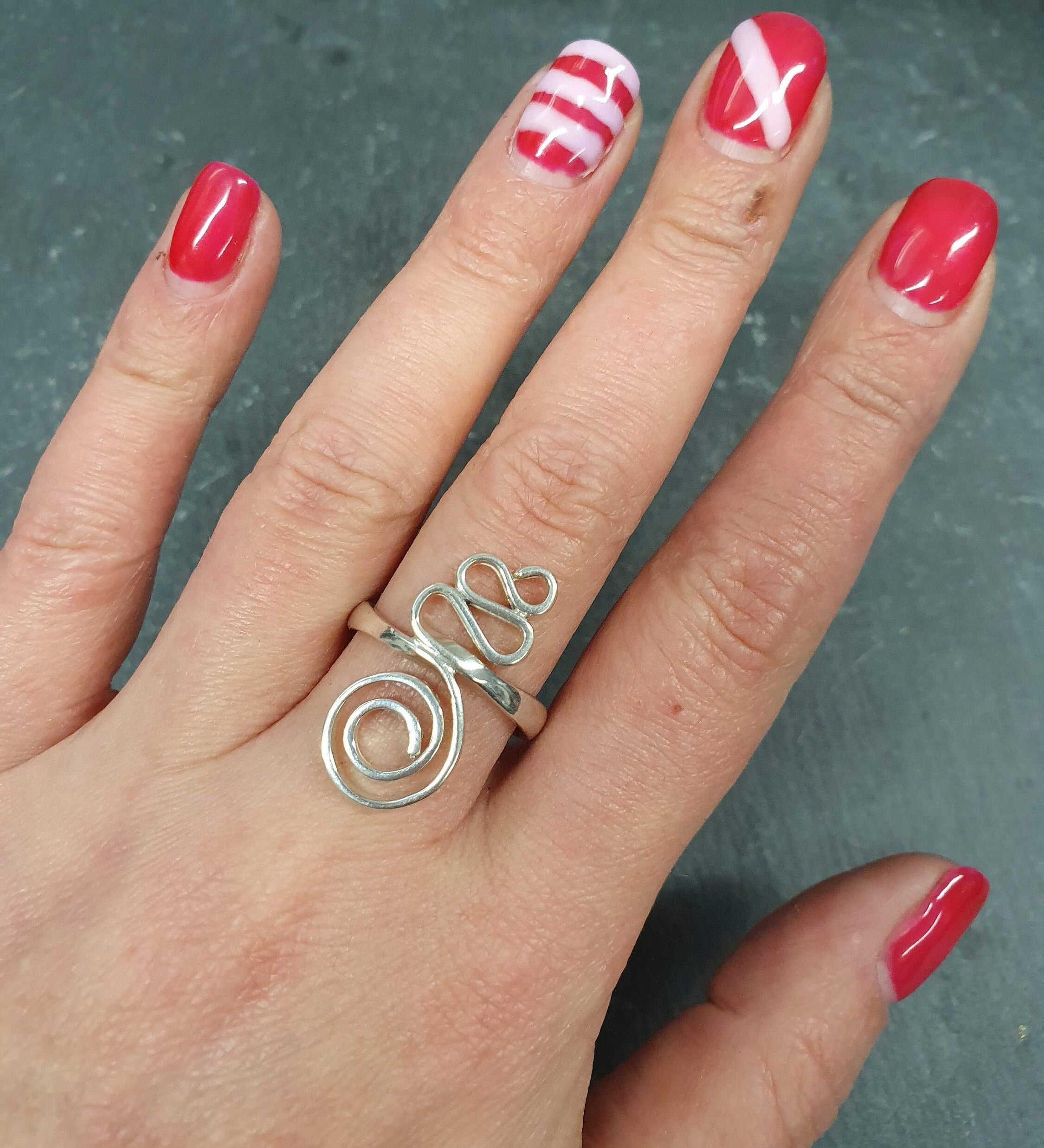 Silver Swirl Ring, Long Ring, Artistic Ring, Silver Bohemian Ring, Statement Ring, Maze Ring, Twirl Ring, Artisan Ring, Solid Silver Ring