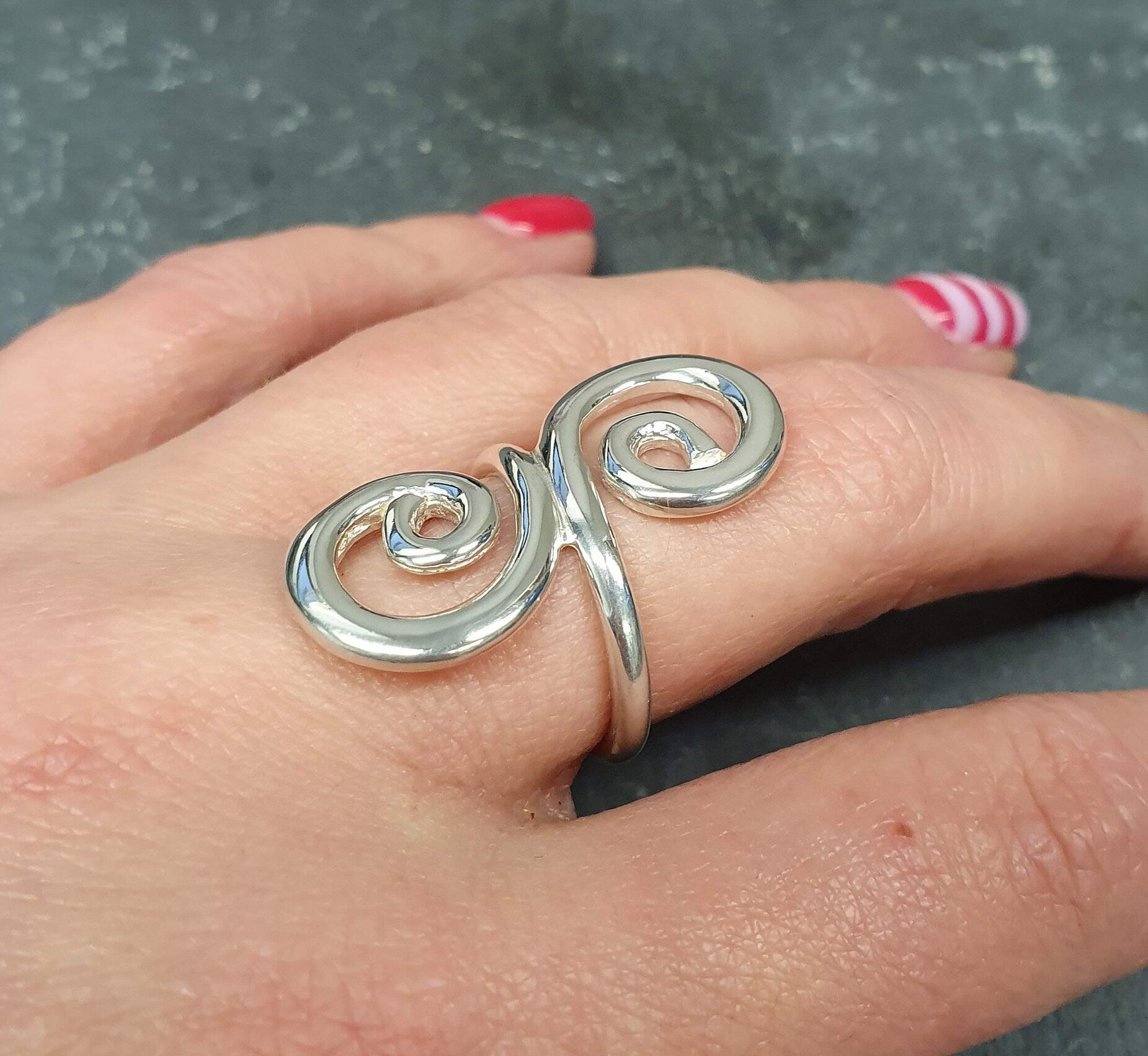 Silver Swirl Ring, Swirl Ring, Solid Silver Ring, Statement Ring, Artistic Ring, Spiral Ring, Unique Ring, Silver Spiral Ring, Silver Ring