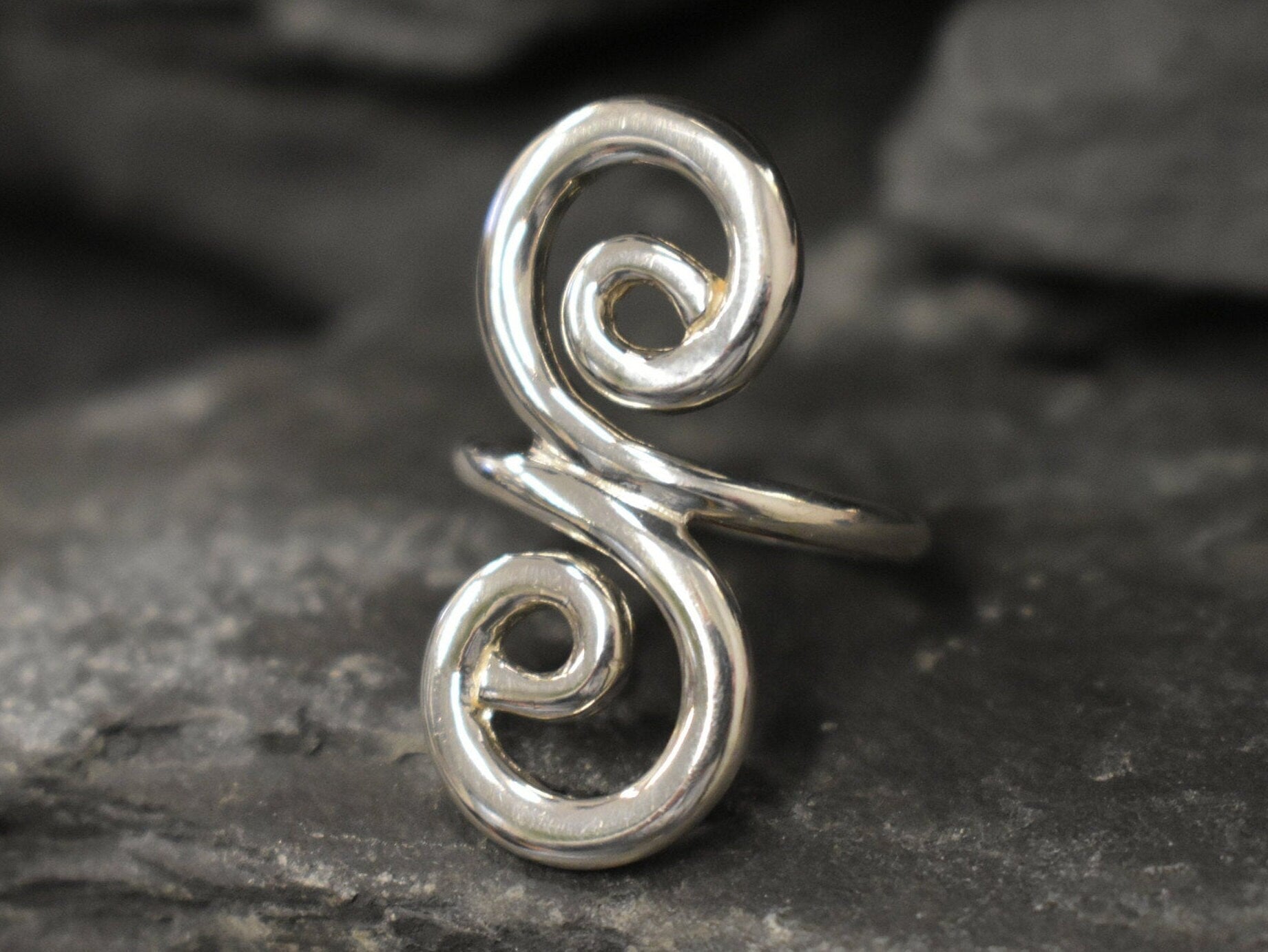 Silver Swirl Ring, Swirl Ring, Solid Silver Ring, Statement Ring, Artistic Ring, Spiral Ring, Unique Ring, Silver Spiral Ring, Silver Ring