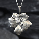 Silver Leaf Pendant - Autumn Necklace - Maple Leaf Necklace