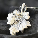 Silver Leaf Pendant - Autumn Necklace - Maple Leaf Necklace