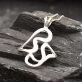 Abstract Heart Necklace - Long Silver Pendant - Artistic Love Pendant