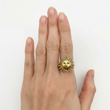 Stunning Gold Sun Ring with a radiant sun face motif, crafted in 18k Gold Vermeil, ideal for special occasions and daily elegance.
