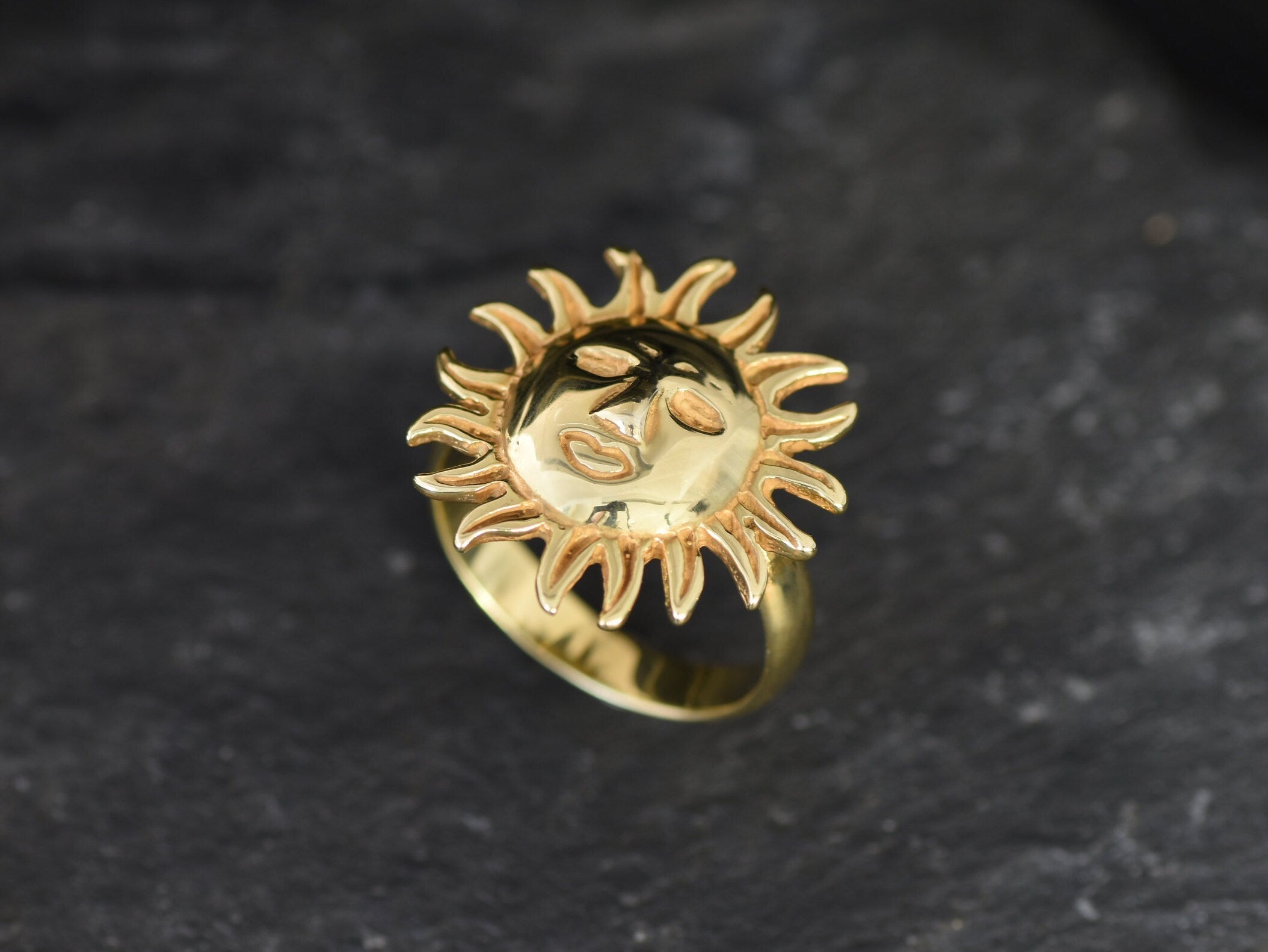 Gold Sun Ring, Bohemian Ring, Boho Ring, Stacking Ring, Sunshine Ring, Gold Vermeil Ring, Sunny Ring, Gold Artisan Ring, Gold Plated Ring