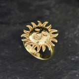 Gold Sun Ring, Bohemian Ring, Boho Ring, Stacking Ring, Sunshine Ring, Gold Vermeil Ring, Sunny Ring, Gold Artisan Ring, Gold Plated Ring