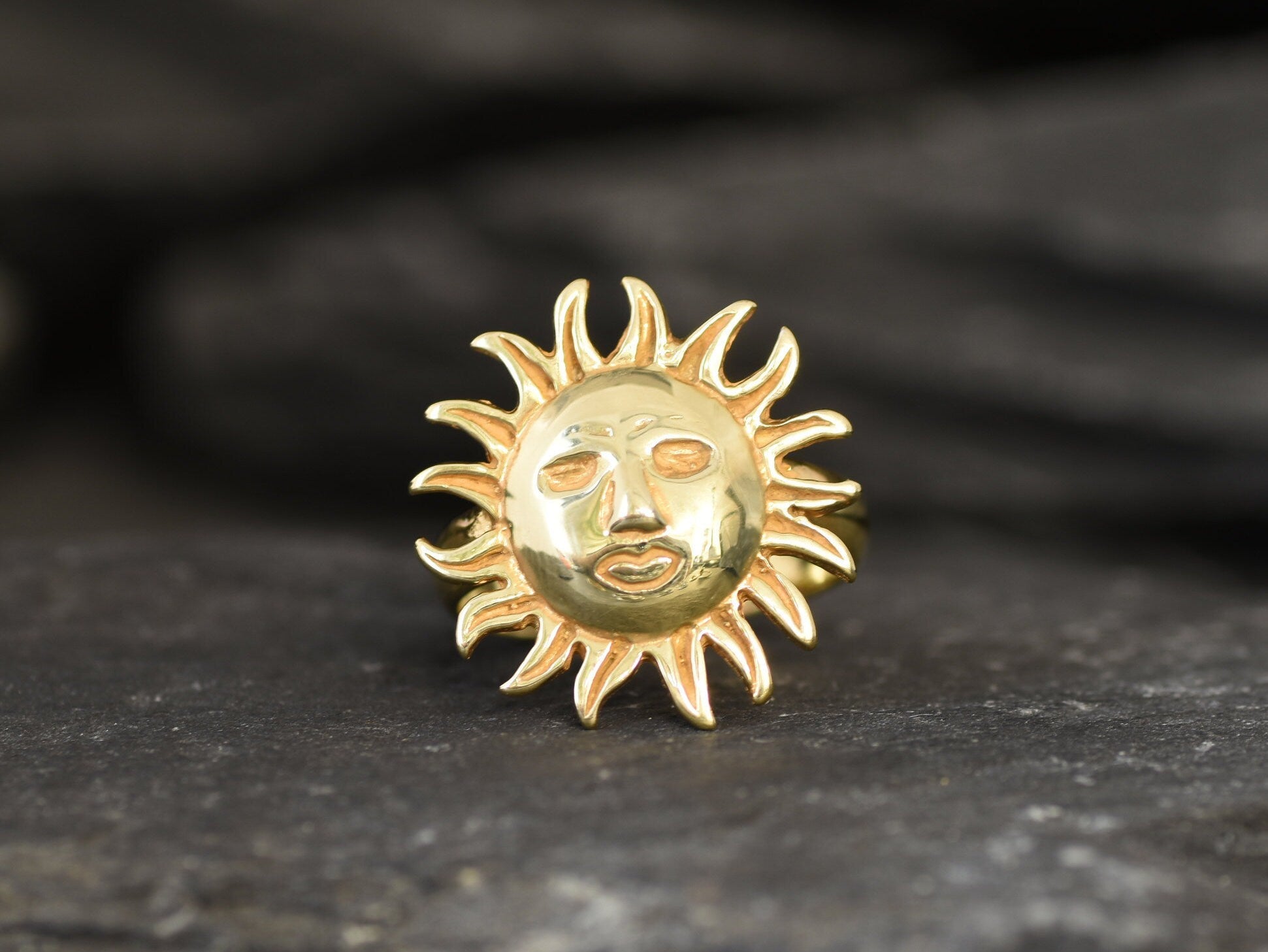 Gold Sun Ring, Bohemian Ring, Boho Ring, Stacking Ring, Sunshine Ring, Gold Vermeil Ring, Sunny Ring, Gold Artisan Ring, Gold Plated Ring