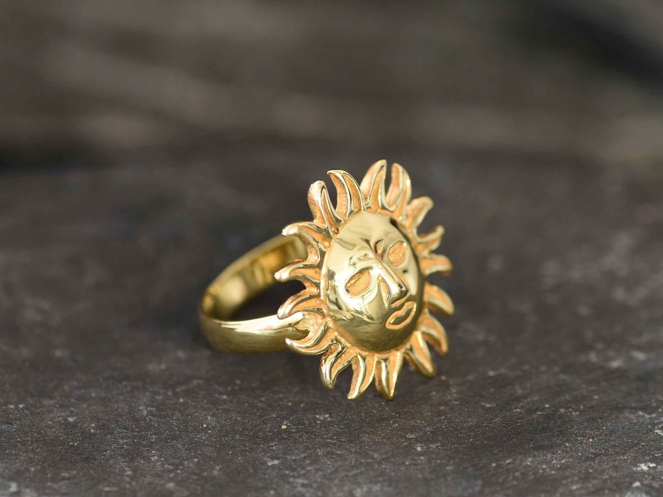 Gold Sun Ring, Bohemian Ring, Boho Ring, Stacking Ring, Sunshine Ring, Gold Vermeil Ring, Sunny Ring, Gold Artisan Ring, Gold Plated Ring