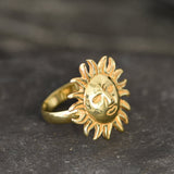 Gold Sun Ring, Bohemian Ring, Boho Ring, Stacking Ring, Sunshine Ring, Gold Vermeil Ring, Sunny Ring, Gold Artisan Ring, Gold Plated Ring