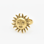 Chic Gold Sun Ring featuring a sun face design, crafted in 18k Gold Vermeil, perfect for daily wear and gifting.
