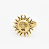 Chic Gold Sun Ring featuring a sun face design, crafted in 18k Gold Vermeil, perfect for daily wear and gifting.