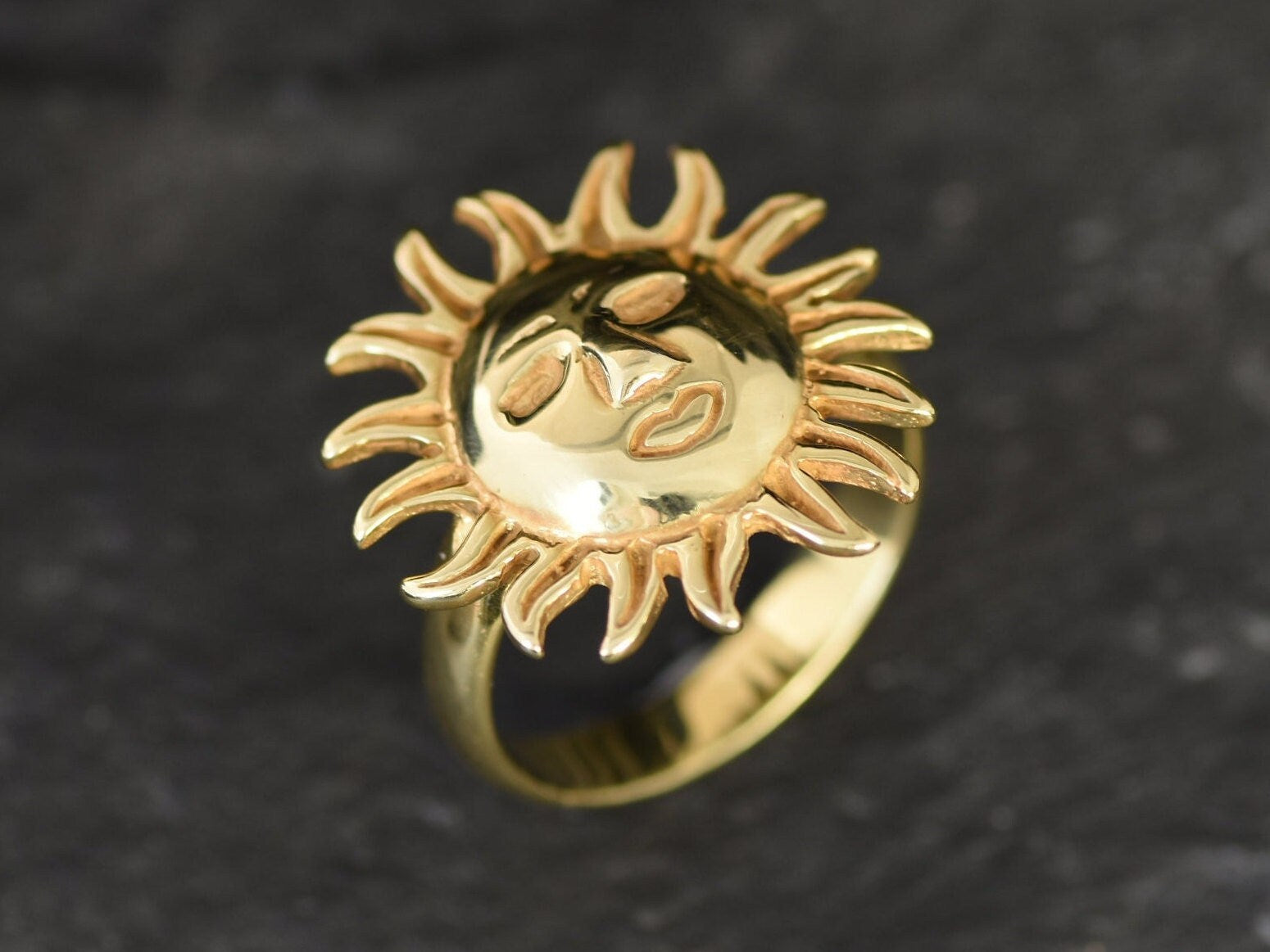 Gold Sun Ring, Bohemian Ring, Boho Ring, Stacking Ring, Sunshine Ring, Gold Vermeil Ring, Sunny Ring, Gold Artisan Ring, Gold Plated Ring