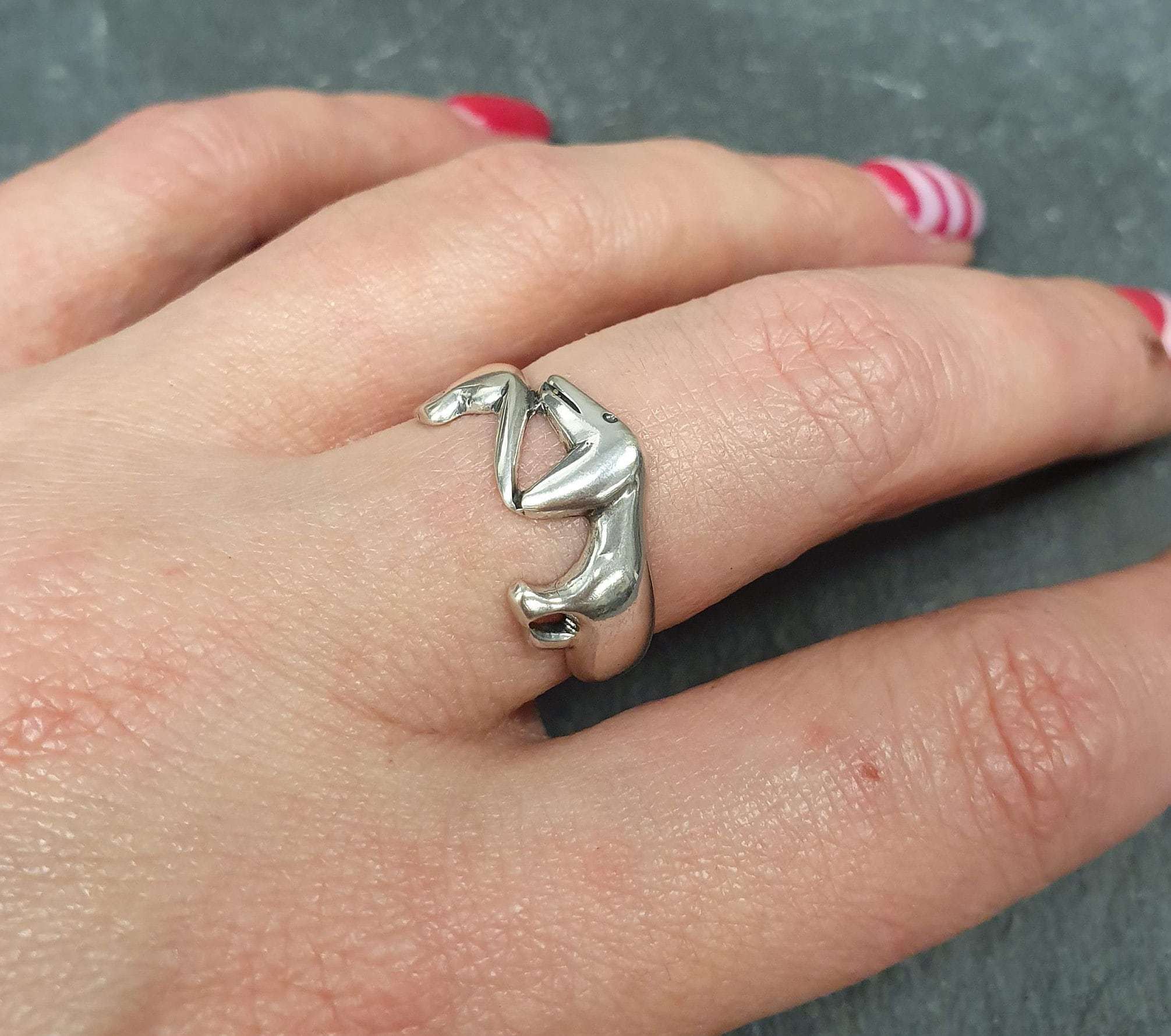 Dog Ring, Sausage Dog Ring, Silver Dog Ring, Solid Silver Ring, Vintage Dog Ring, Animal Jewellery, Dachshund Dog Ring, Dainty Dog Ring