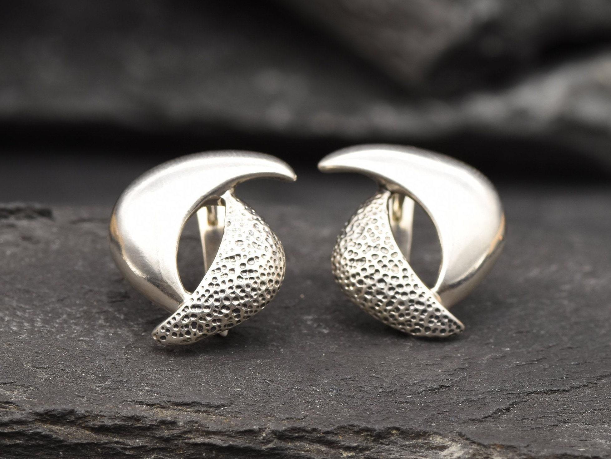 Unique Earrings, Statement Earrings, 925 Silver Earrings, Textured Silver, Artistic Earrings, Bold Earrings, Solid Silver, English Lock, 925