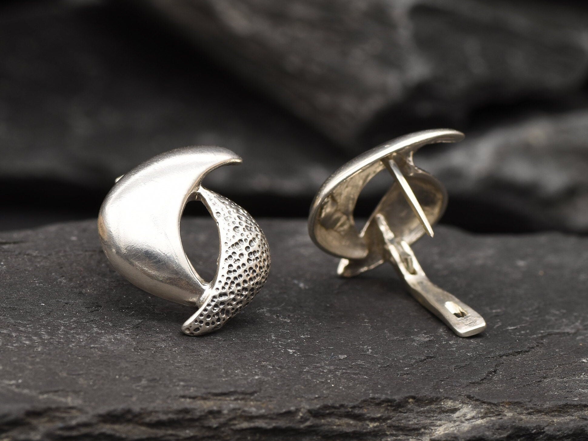 Unique Earrings, Statement Earrings, 925 Silver Earrings, Textured Silver, Artistic Earrings, Bold Earrings, Solid Silver, English Lock, 925