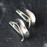 Silver Hoop Earrings, Curve Earrings, Minimalist Earrings, Wave Earrings, Thick Hoops, Half Hoops, Simple Hoops, 925 Silver Earrings