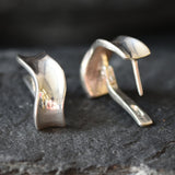 Silver Hoop Earrings, Curve Earrings, Minimalist Earrings, Wave Earrings, Thick Hoops, Half Hoops, Simple Hoops, 925 Silver Earrings