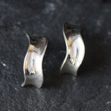 Silver Hoop Earrings, Curve Earrings, Minimalist Earrings, Wave Earrings, Thick Hoops, Half Hoops, Simple Hoops, 925 Silver Earrings